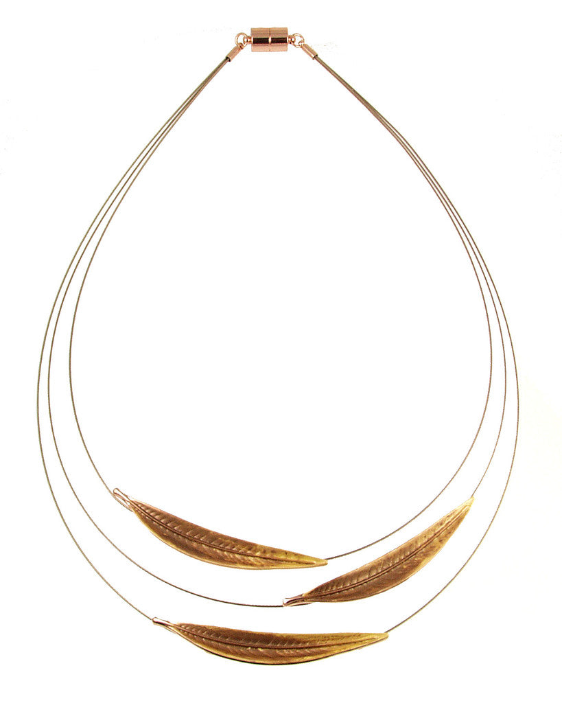 Rose Gold & Brown Leaf Necklace