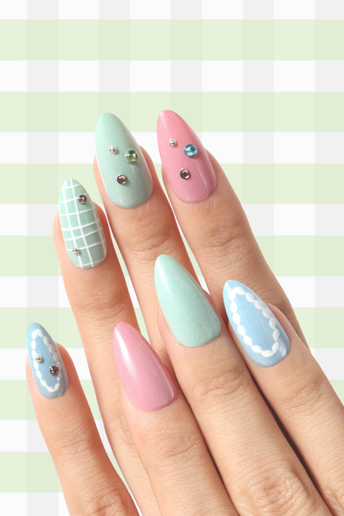 Pastel Miffy - Almond Press-On Nails