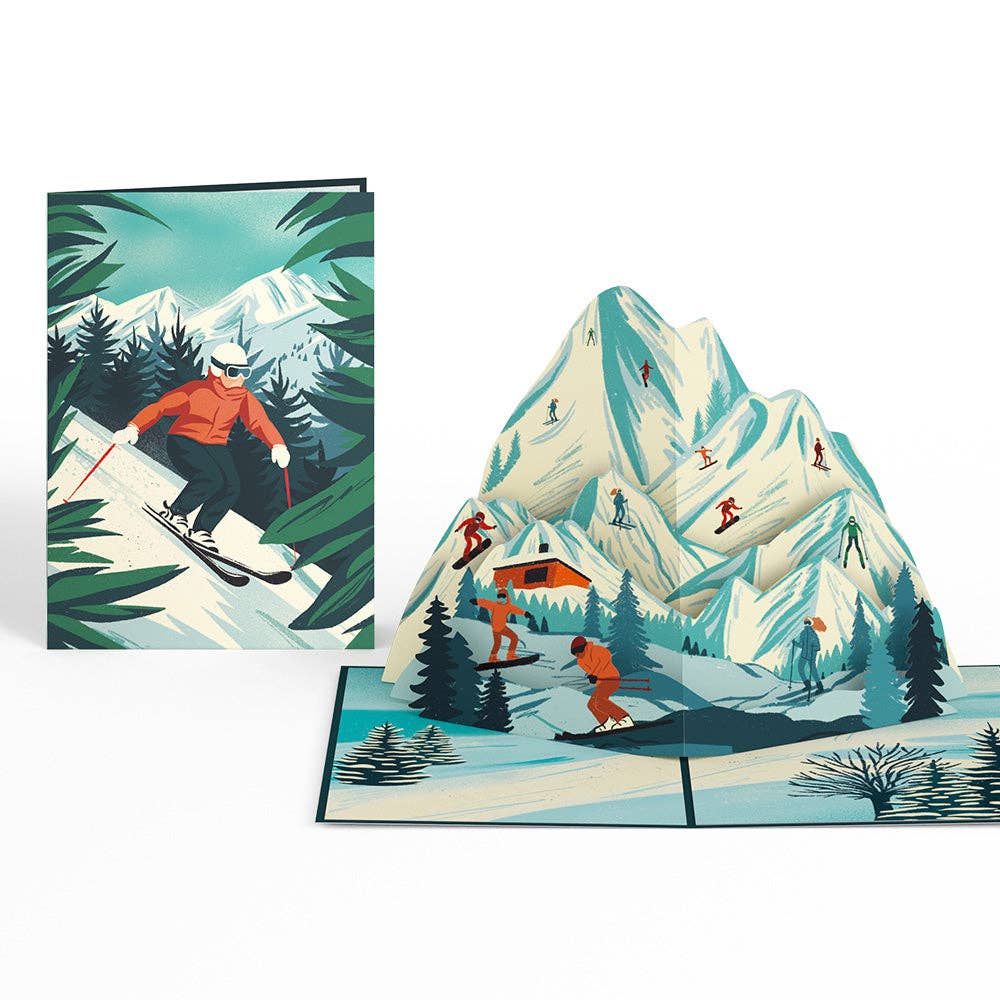 Mountain Ski Adventure Pop-Up Card