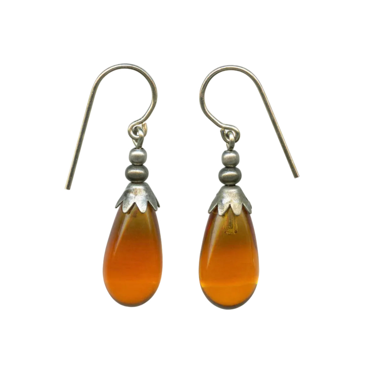 Glass Drop Earrings with Silver Accent