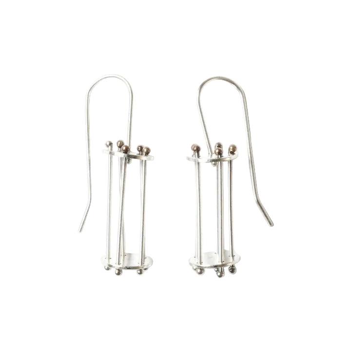 5 Rows Vertical Round Cage Dangle Earrings