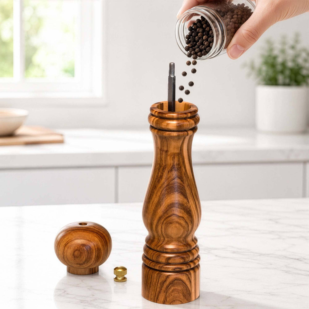 Olive Wood Refillable Pepper Grinder