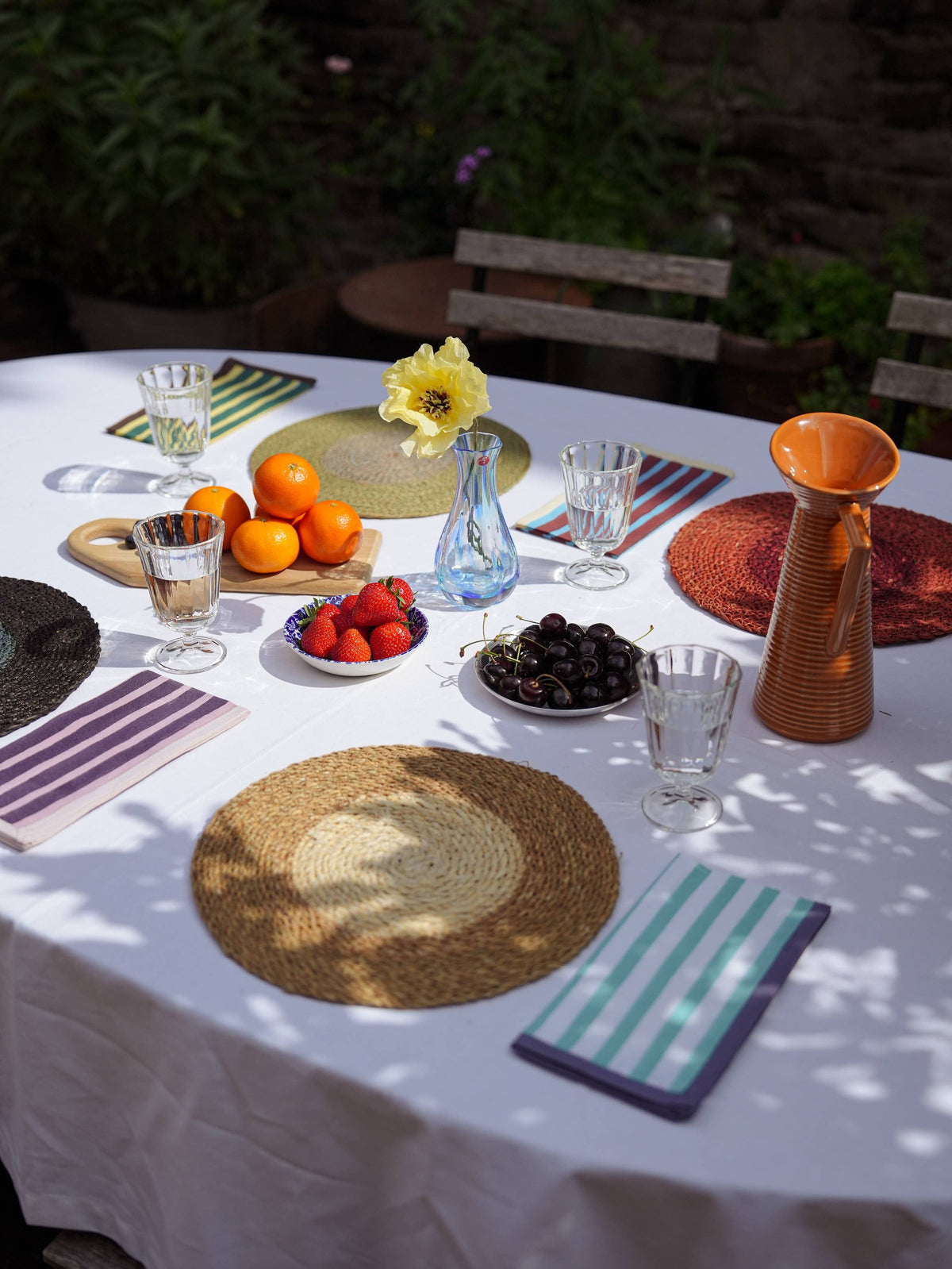 Block Stripe Napkins - Mint / White