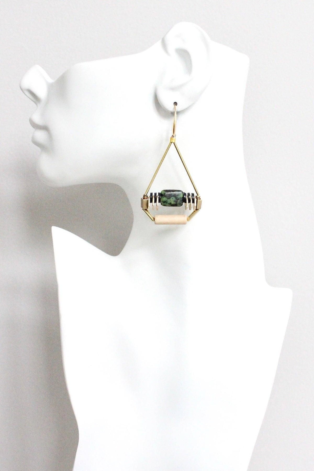 Glass and Jasper Art Deco Earrings