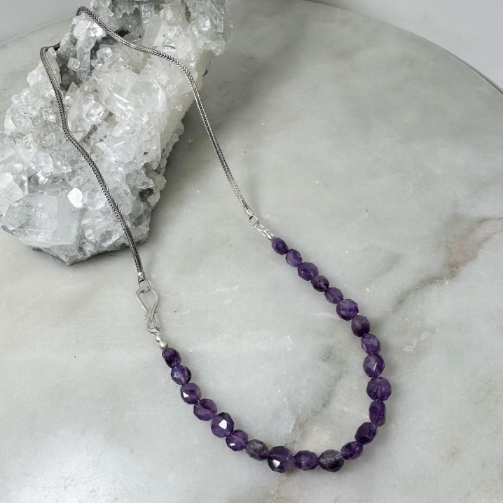 Purple Amethyst Beaded Necklace