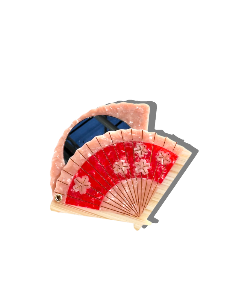 Hand-painted Blossom Fan Compact Mirror | Eco-Friendly