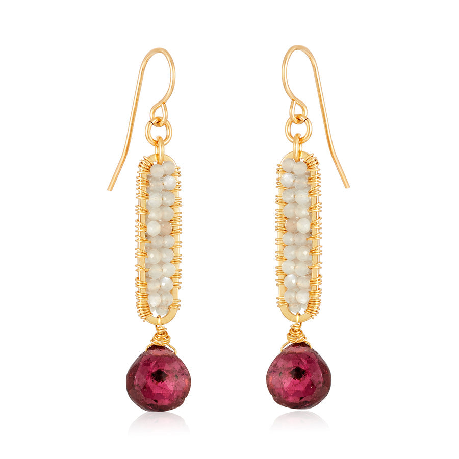 Chrissy Labradorite and Tourmaline Drop Earrings