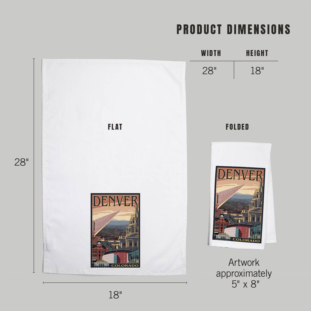 Denver, Colorado, Skyline View Tea Towel