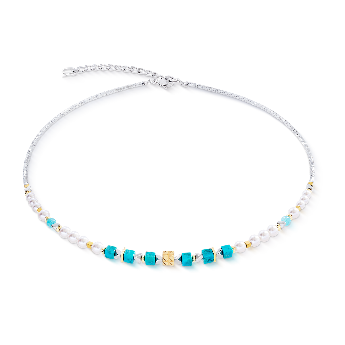 Necklace Modern Elegance Spikes gold-turquoise