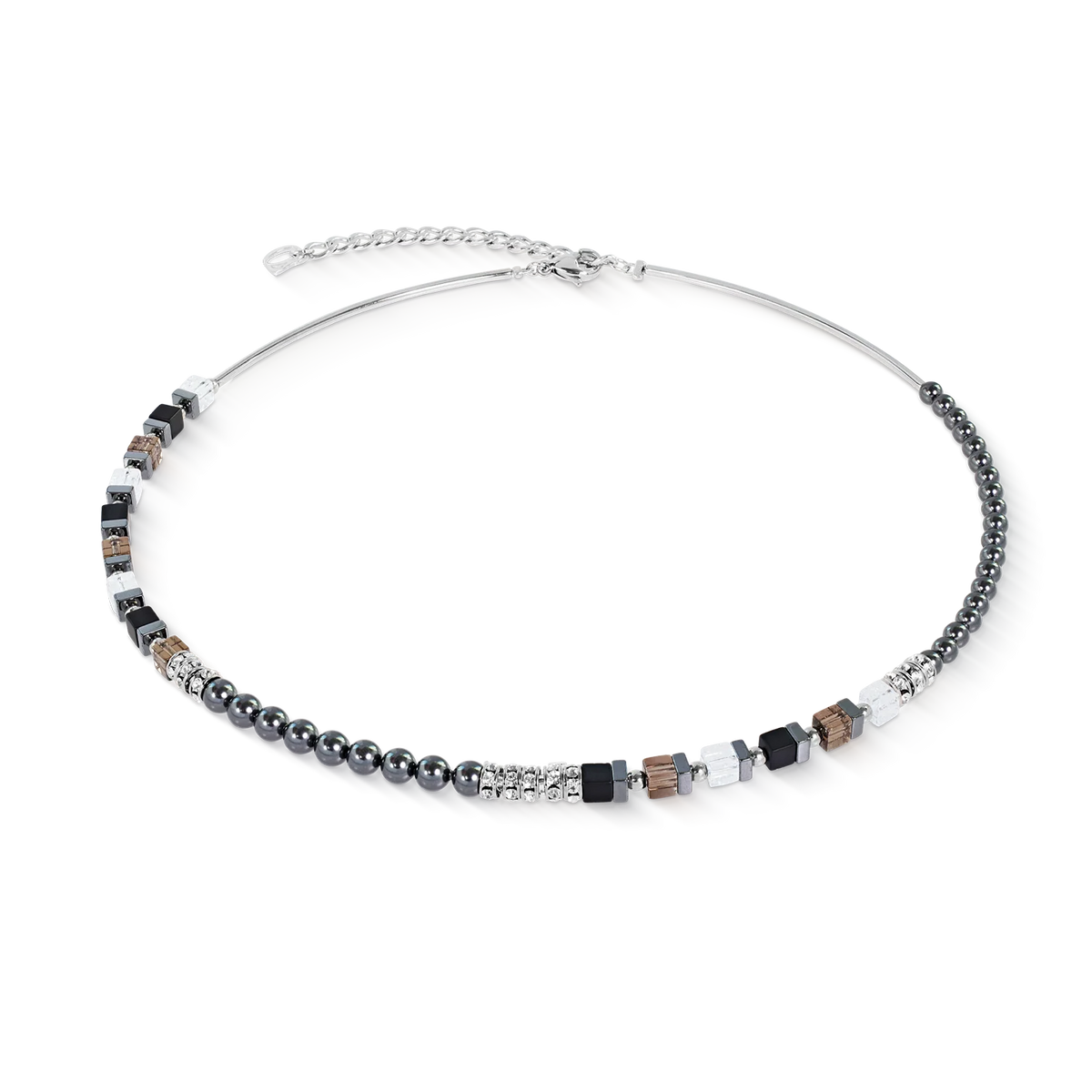Grey-Silver Precious Fusion Offset Necklace