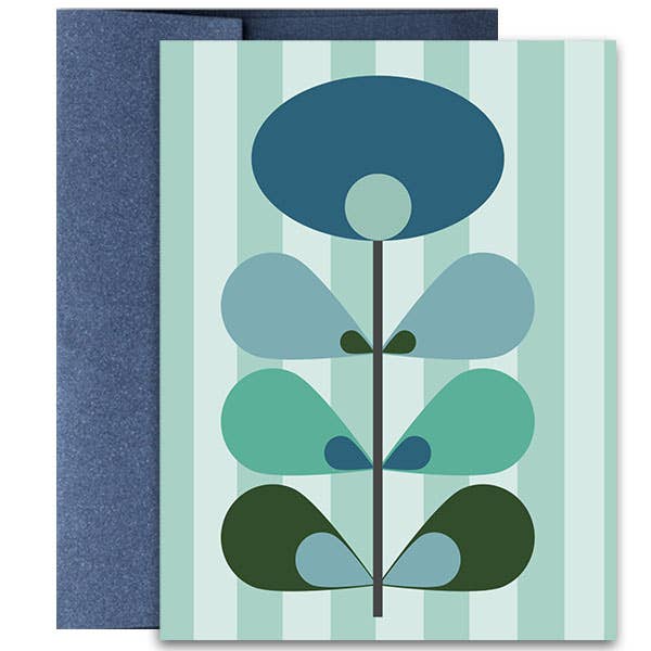 Mod Flower Blue Mid Century Modern Blank Notecard Boxed Set