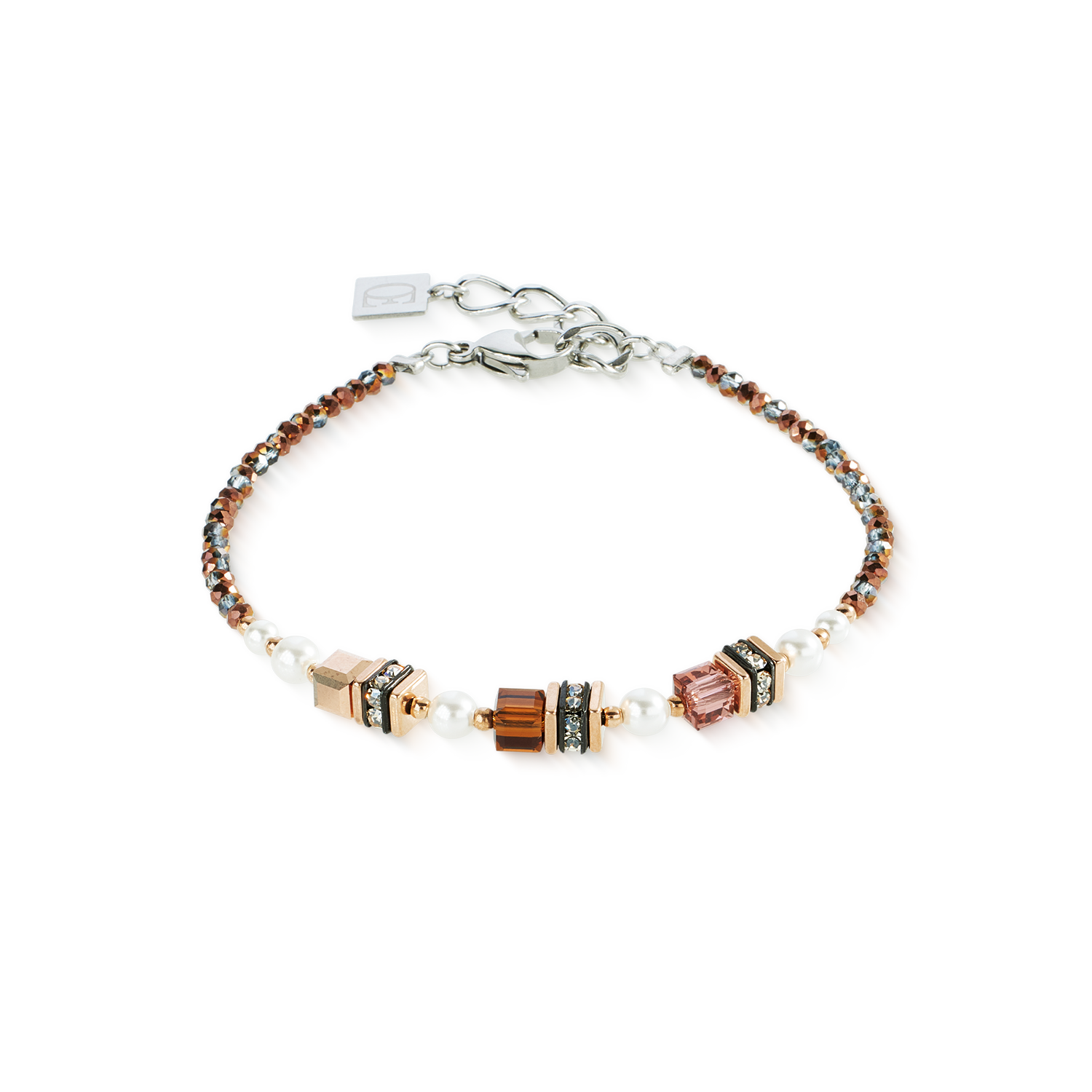 Brown beaded bracelet on a white background