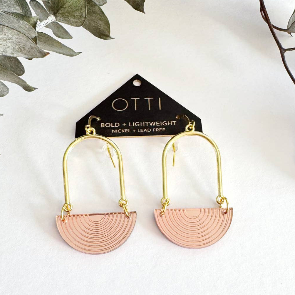 Half Moon Earrings in Rose Gold Acrylic