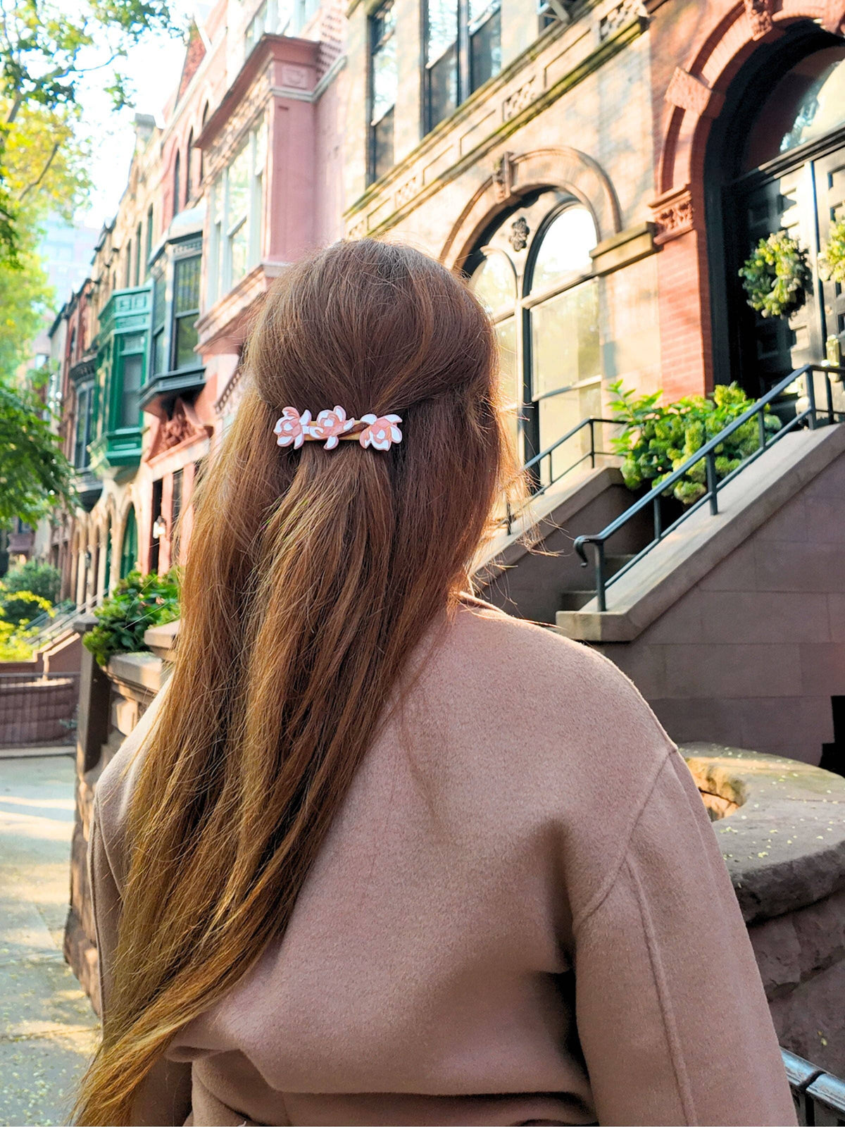 Hand-Painted Magnolia French Barrette Hair Clip | Eco-Friendly