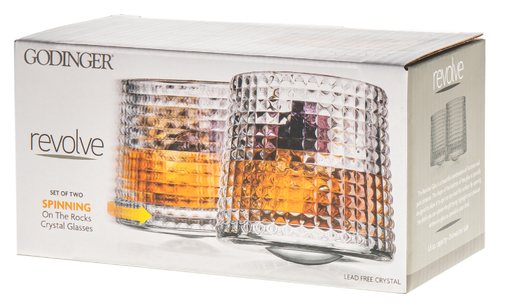 Set of Two Revolve Spinning Whiskey Glass