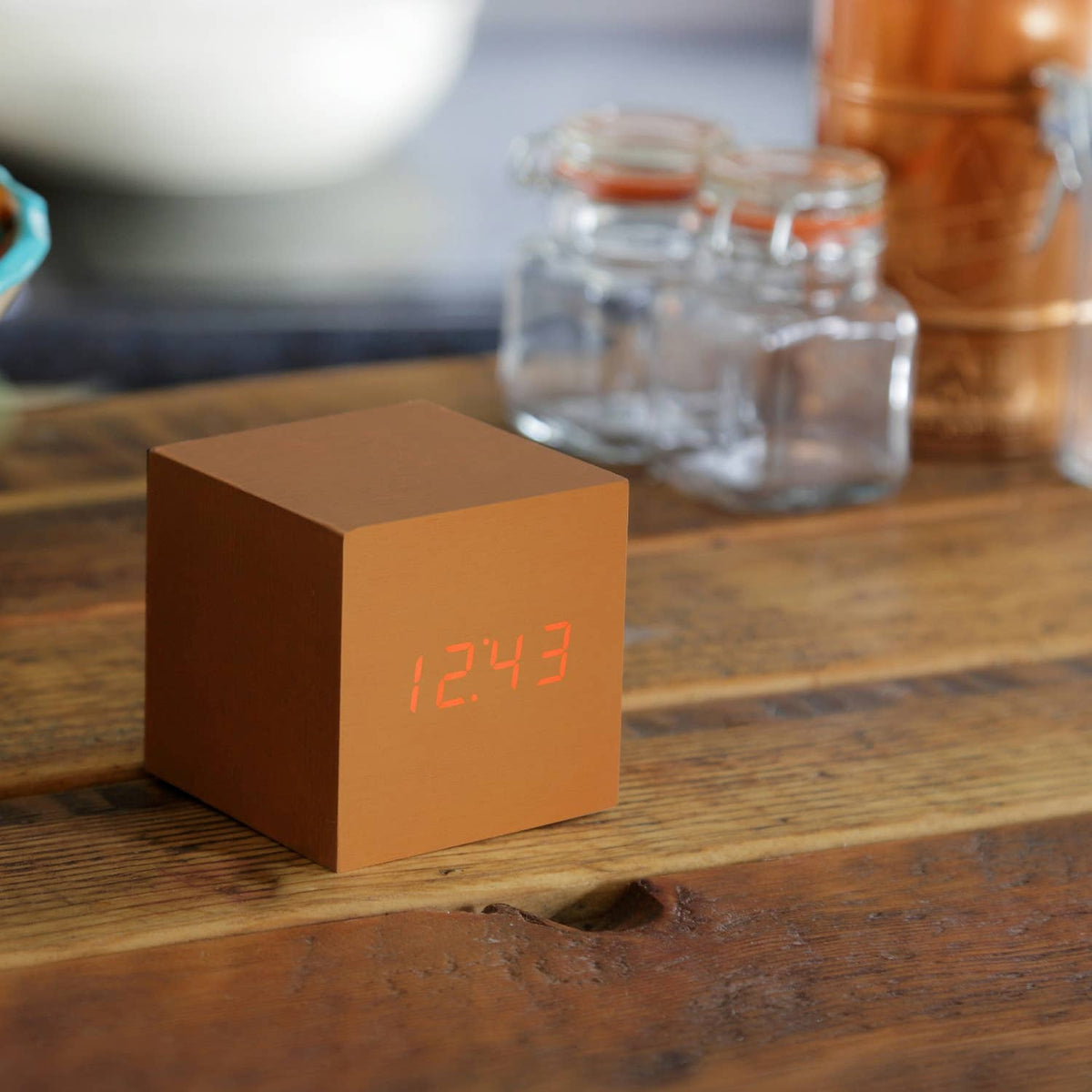 Cube Click Clock - Copper /Red LED