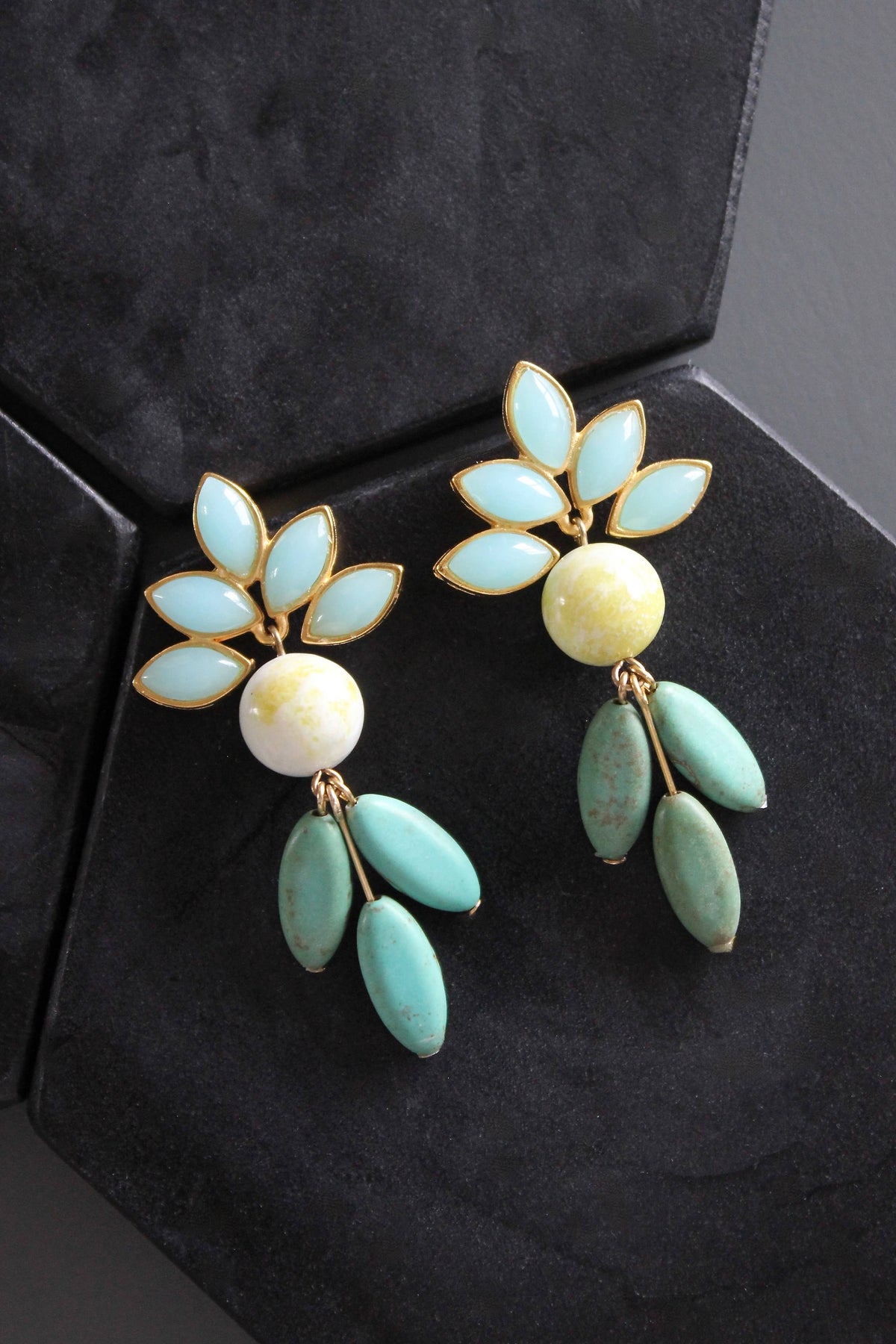 Vintage Glass and Turquoise Earrings