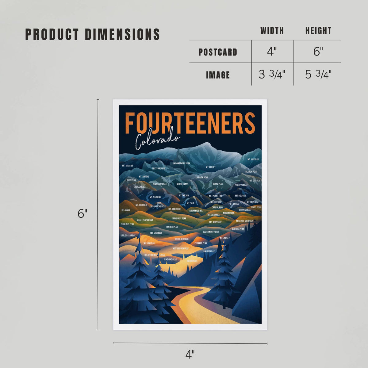 Colorado Fourteeners Postcard