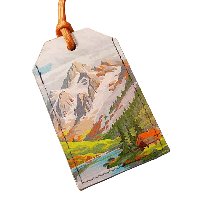 Painted Mountains - Leather Luggage Tag