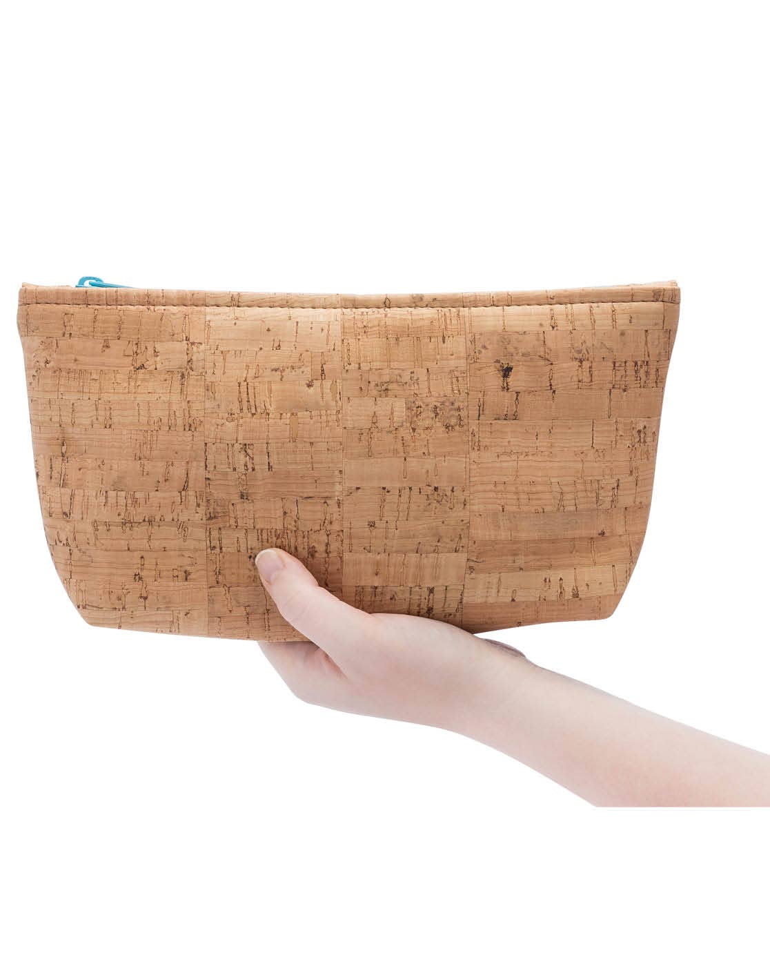 Large Cork Zipper Pouch | Rustic Cork with Colored Zippers