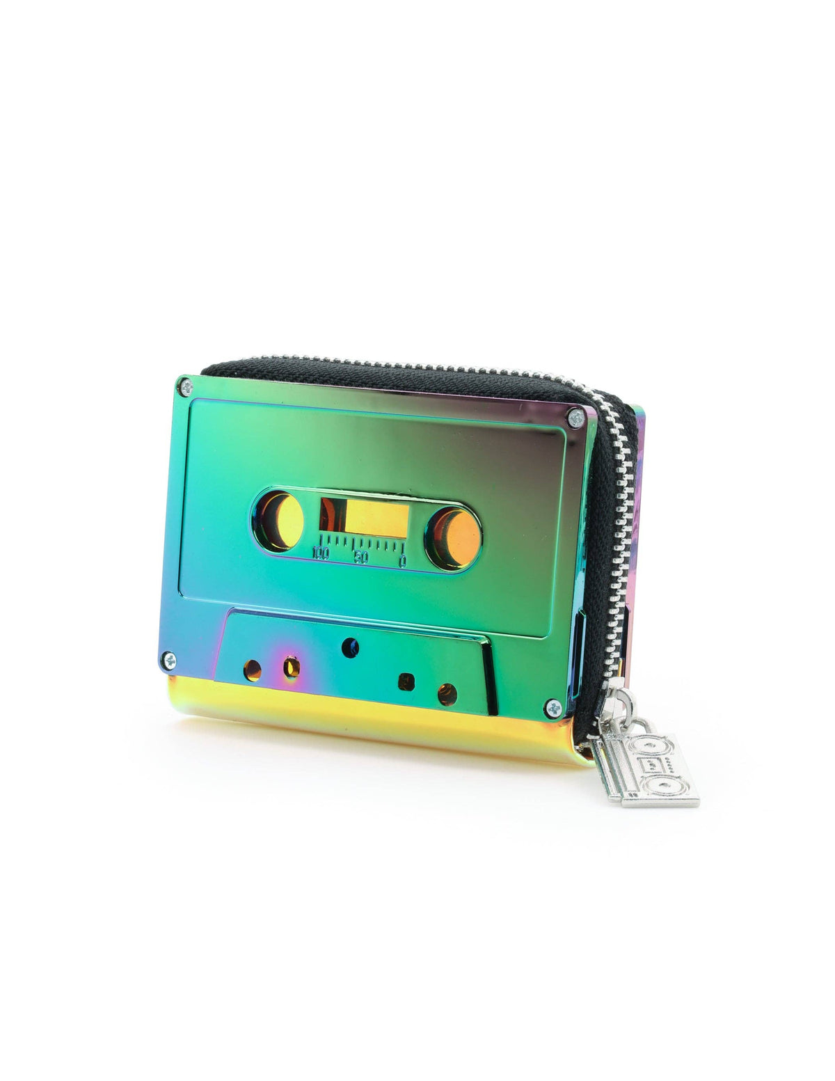 Electro Green Chrome Cassette Wallet | Holographic 80s Gifts