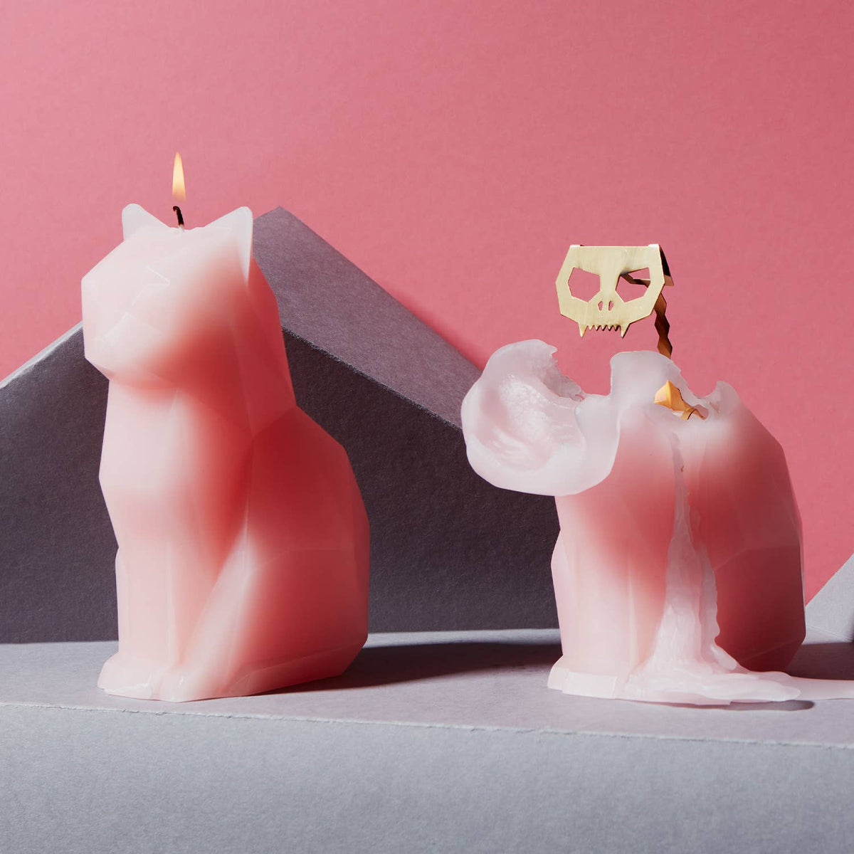 Pyropet Light Pink Cat Skeleton Candle