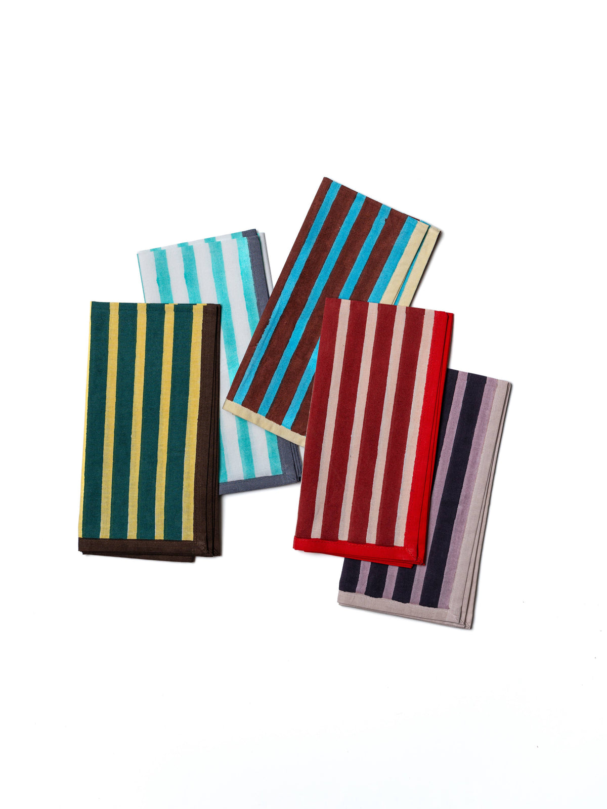 Block Stripe Napkins - Mint / White