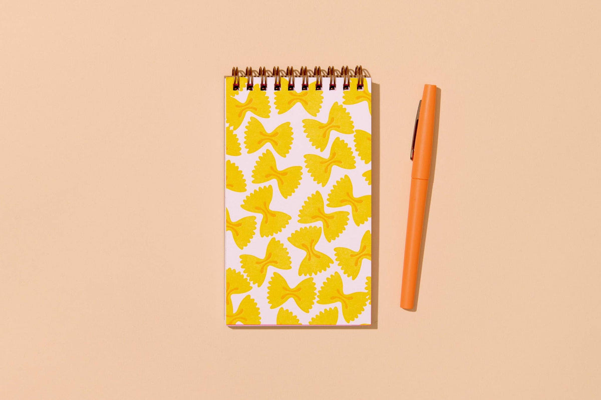 Modern Pasta Small Letterpress Spiral Notebook — Farfalle