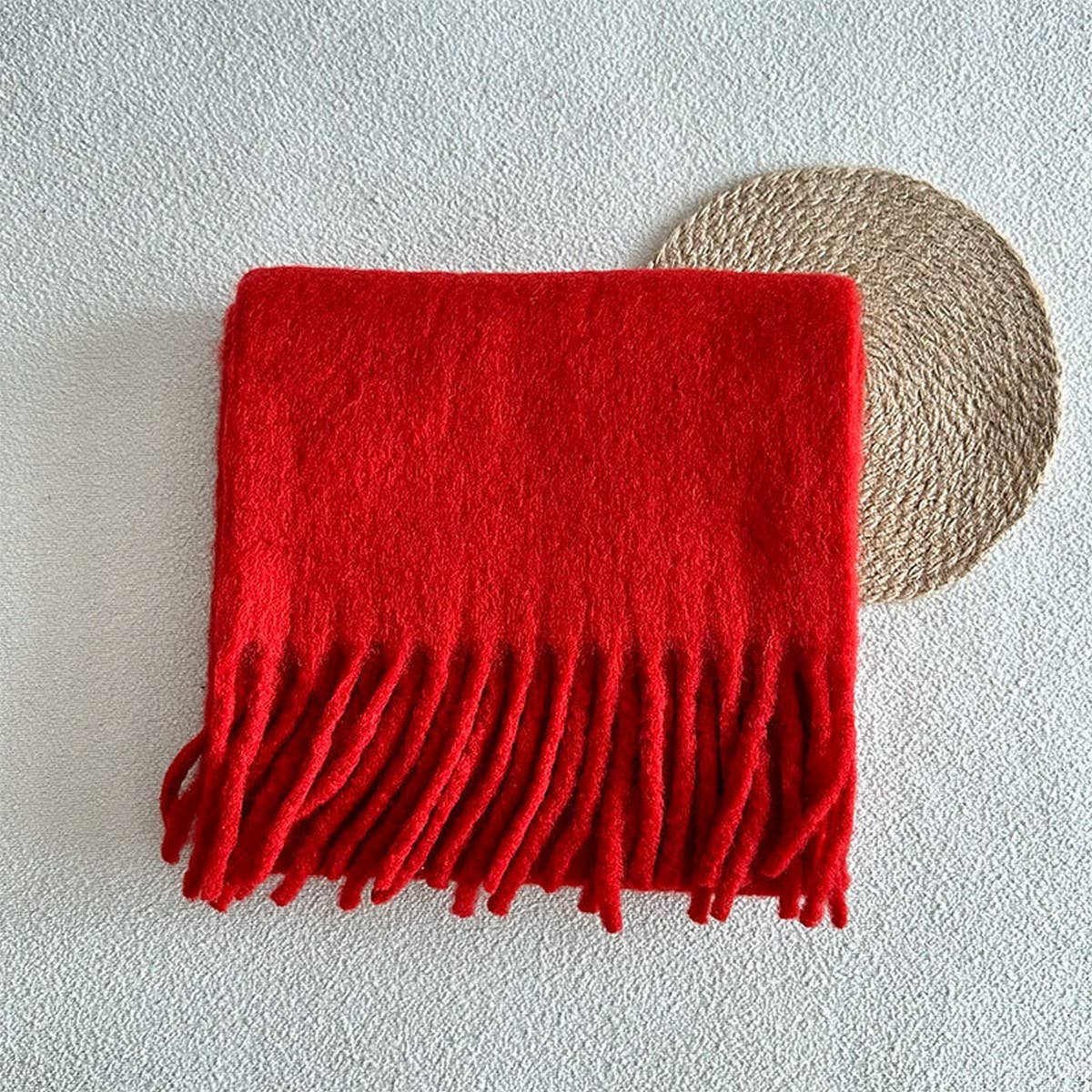 Red Wool Blend Scarf