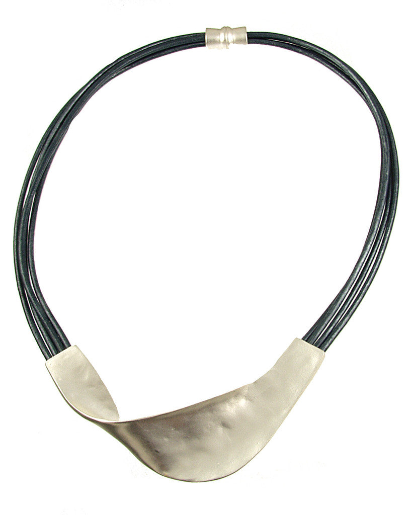 Matte Silver & Navy Twist Necklace