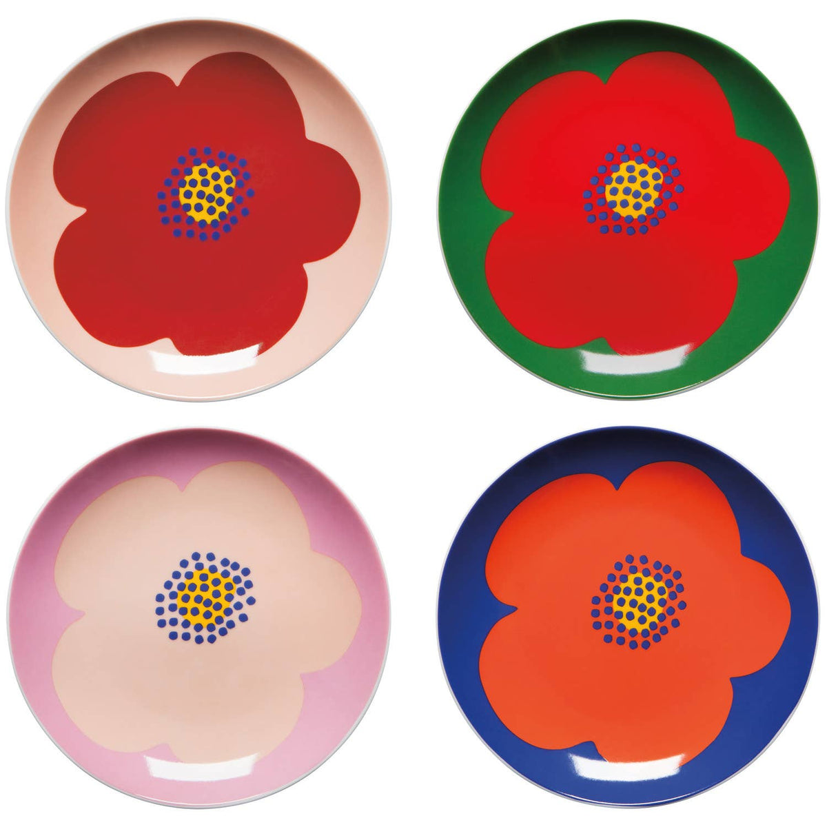 Poppy Appetizer Plates Set of 4 Assorted