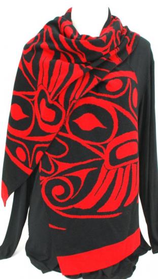 Red Hummingbird Acrylic Knit Scarf