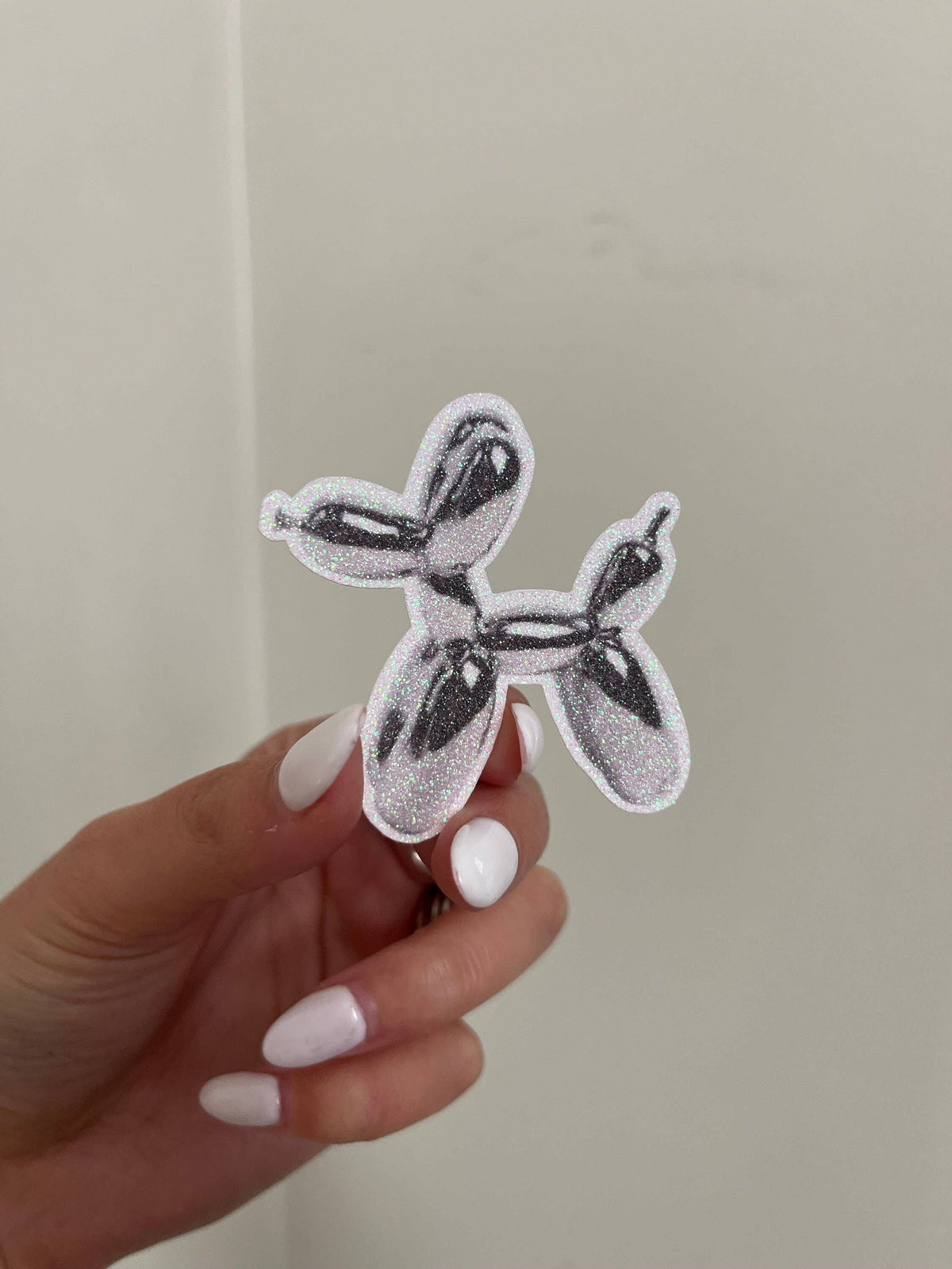 Jeff Koons Silver Balloon Dog Sculpture Sticker