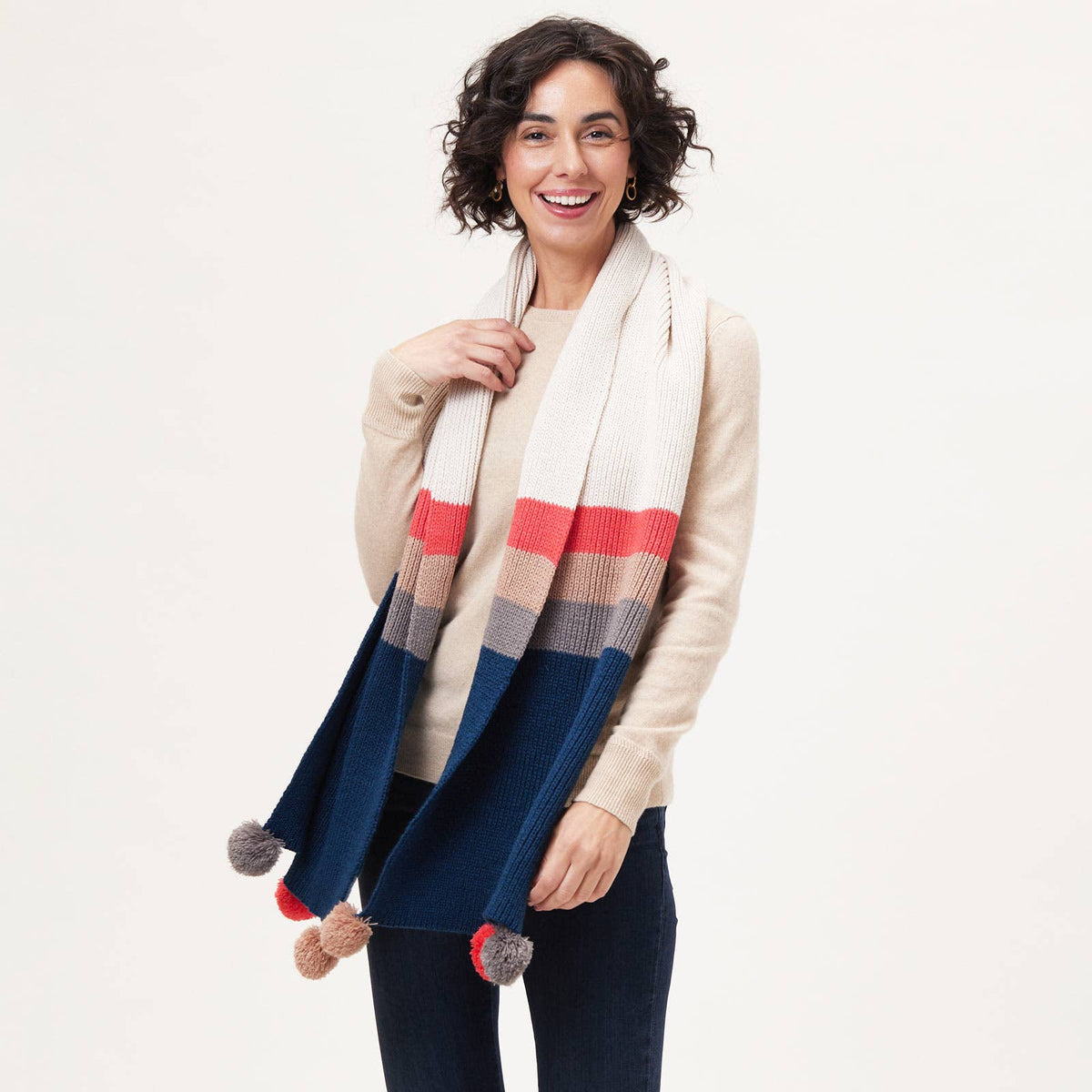Piccadilly Pink Tan Stripe Scarf