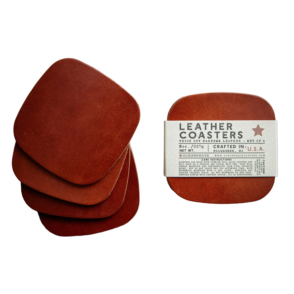 Premium Leather Coasters Set of 4