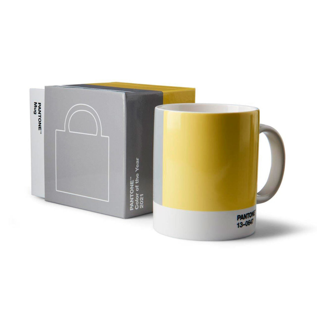 Coffee Mug Yellow and Grey Pantone color of the year 2021