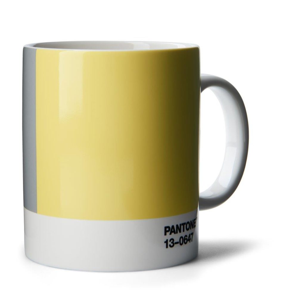 Coffee Mug Yellow and Grey Pantone color of the year 2021