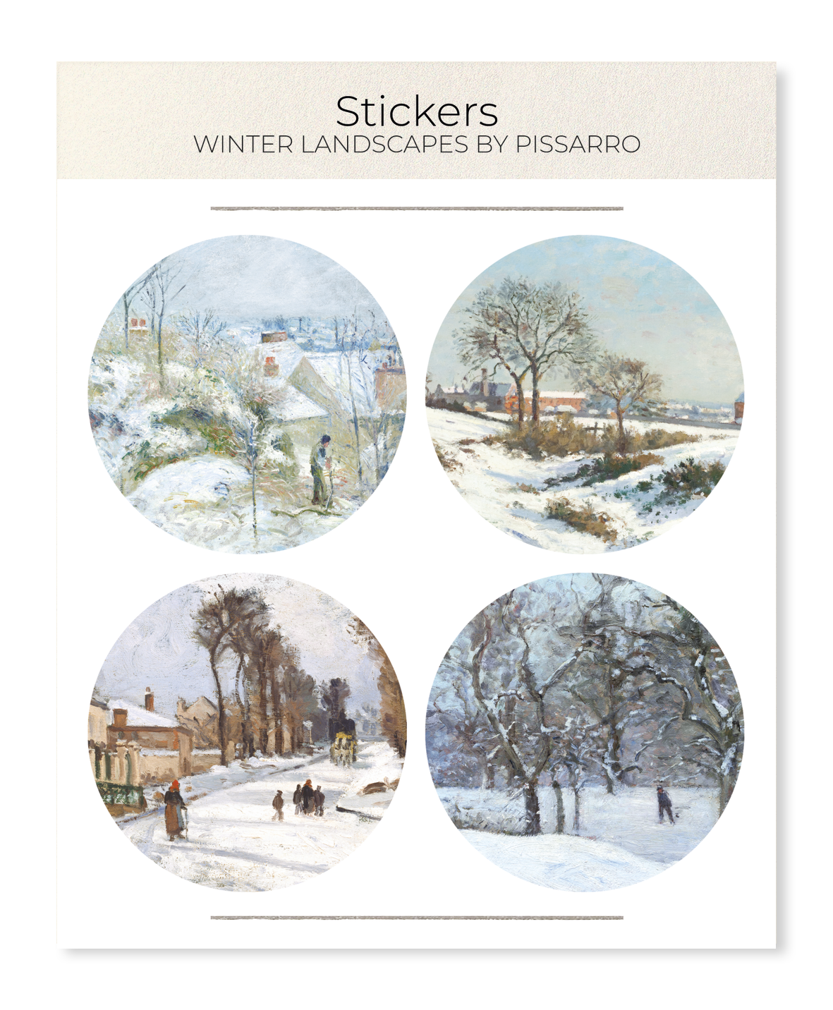 WINTER LANDSCAPES BY PISSARRO: Painting Sticker Set