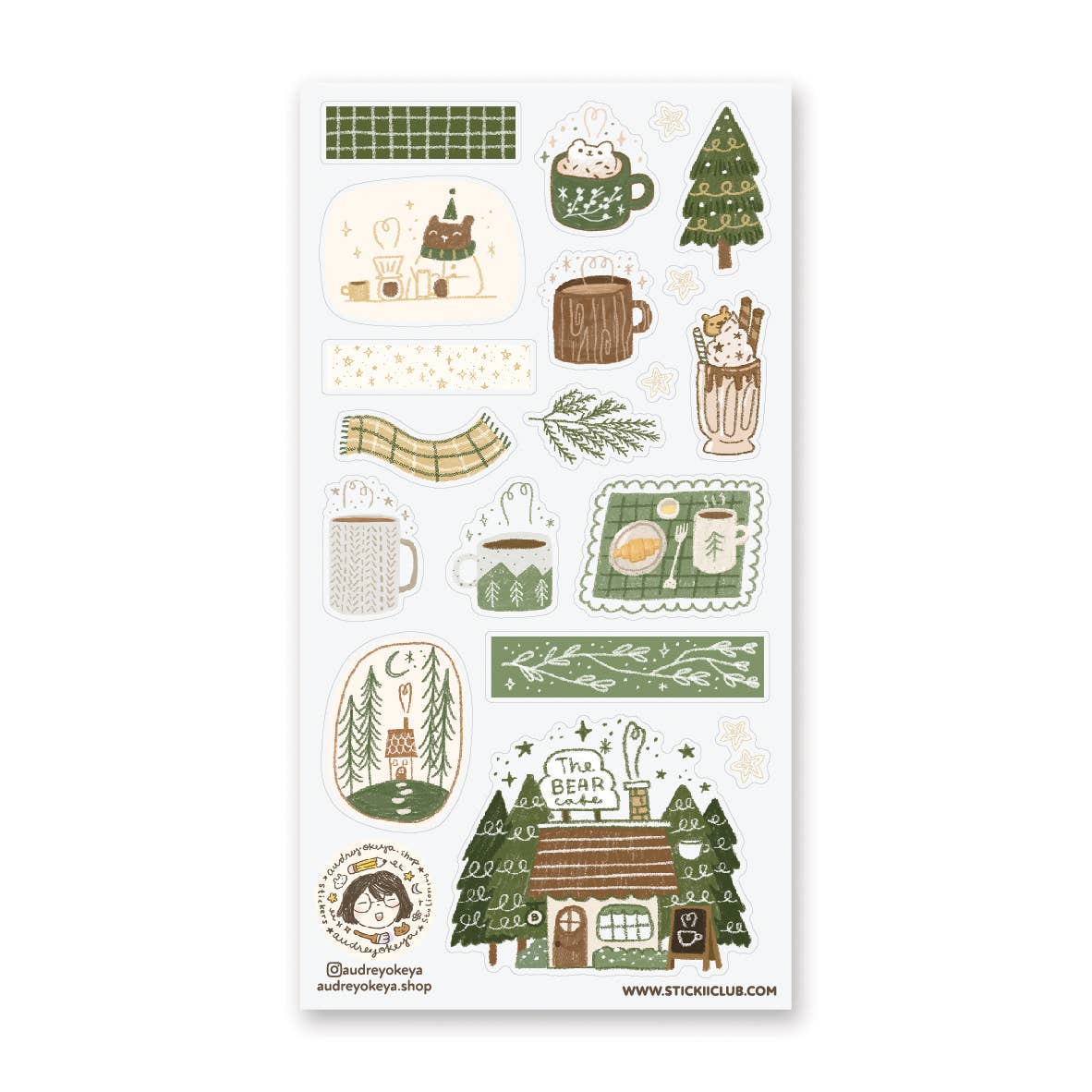 Winter Bear Cafe Sticker Sheet