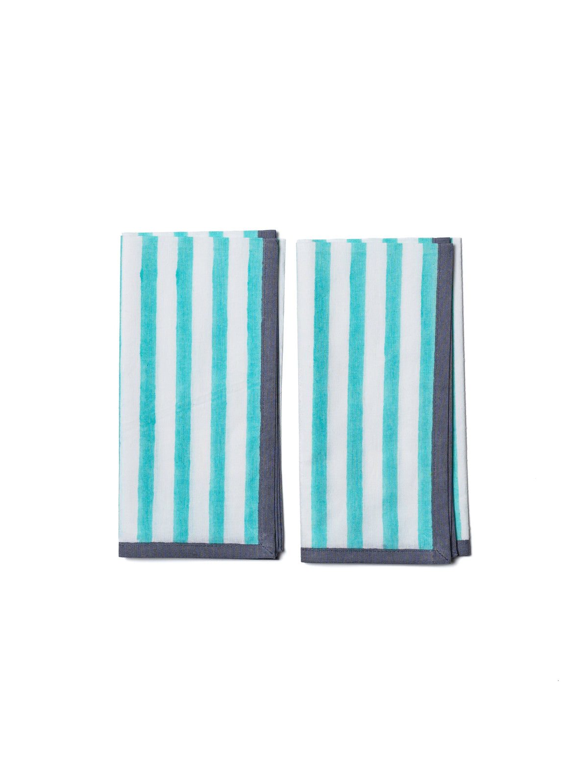 Block Stripe Napkins - Mint / White