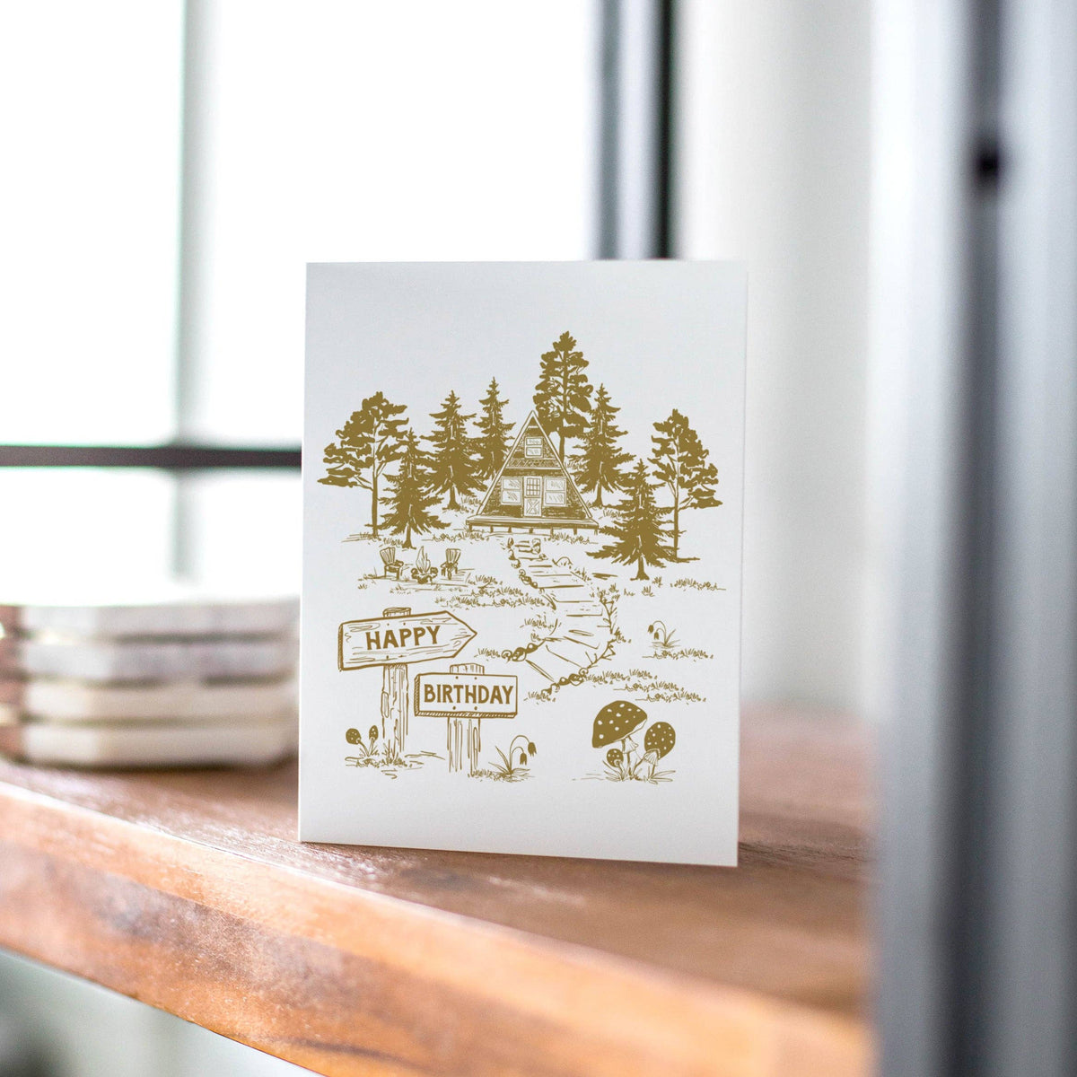 A-Frame Cabin Birthday Greeting Card