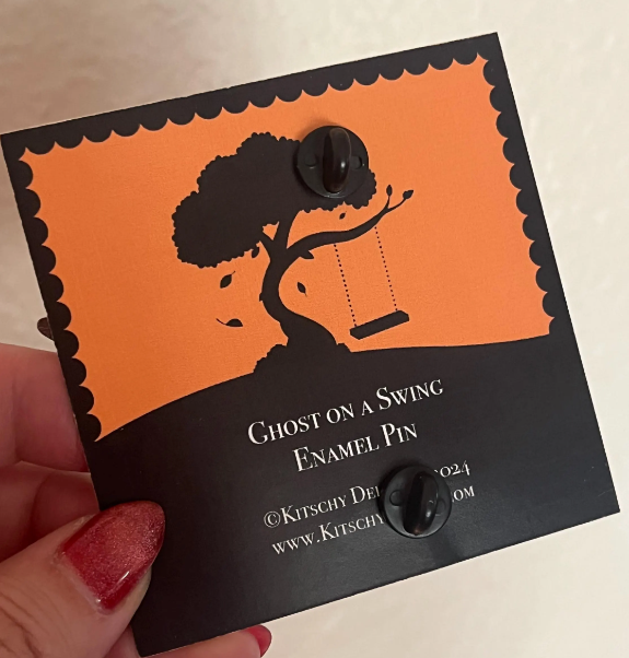 Ghost on a Swing Enamel Pin