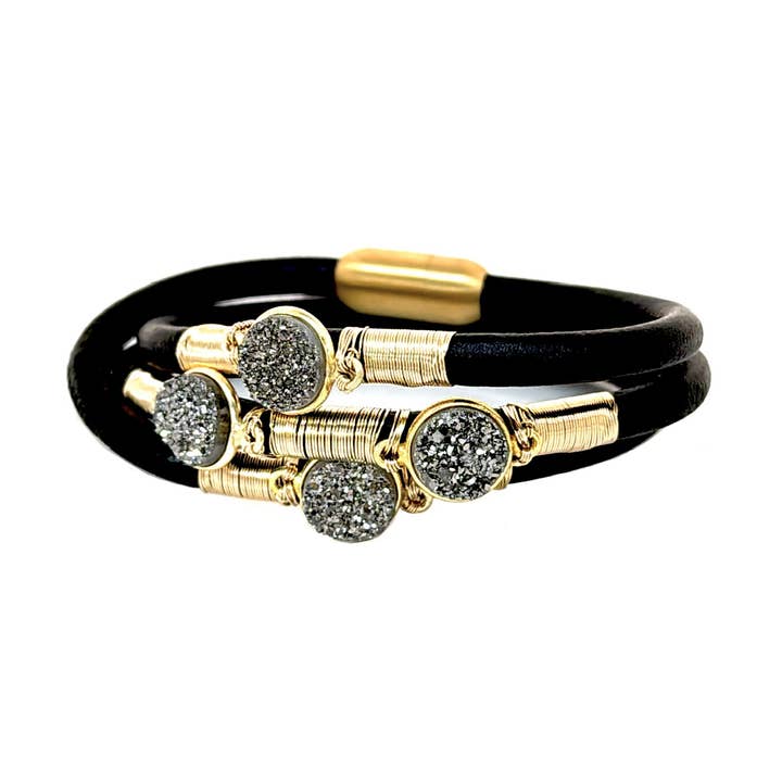 Druzy Crazy Triple Leather Bracelet