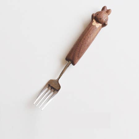 Hand-Carved Bunny Spoon & Fork