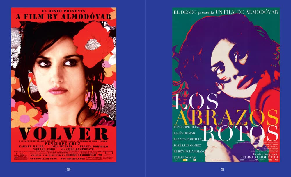 Blue pages with movie posters.