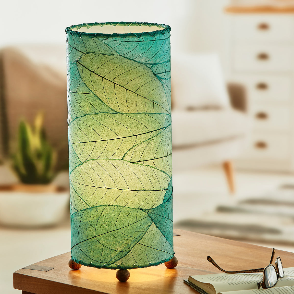 Cocoa Leaf Sea Blue Cylinder Lamp