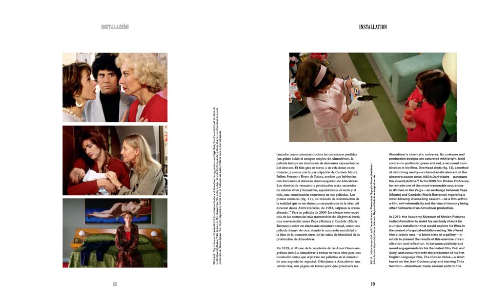 White pages with black text and movie photographs.