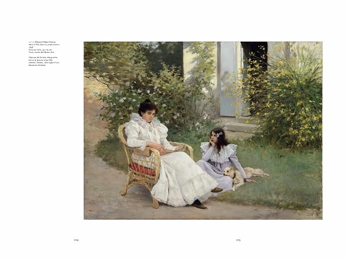 Painting of two women in a garden setting with a dog.
