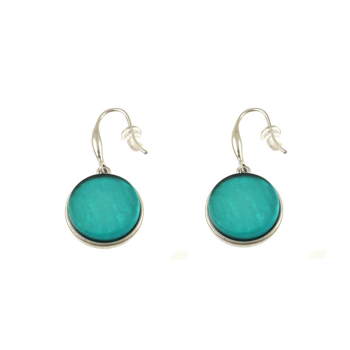 Oxidized Silver and Turquoise Resin Earrings