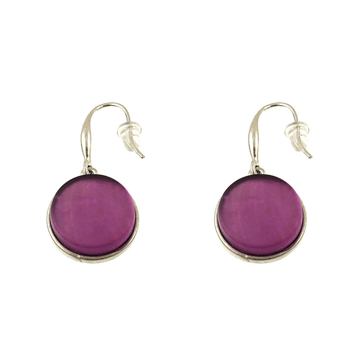 Silver and Purple Resin Earrings